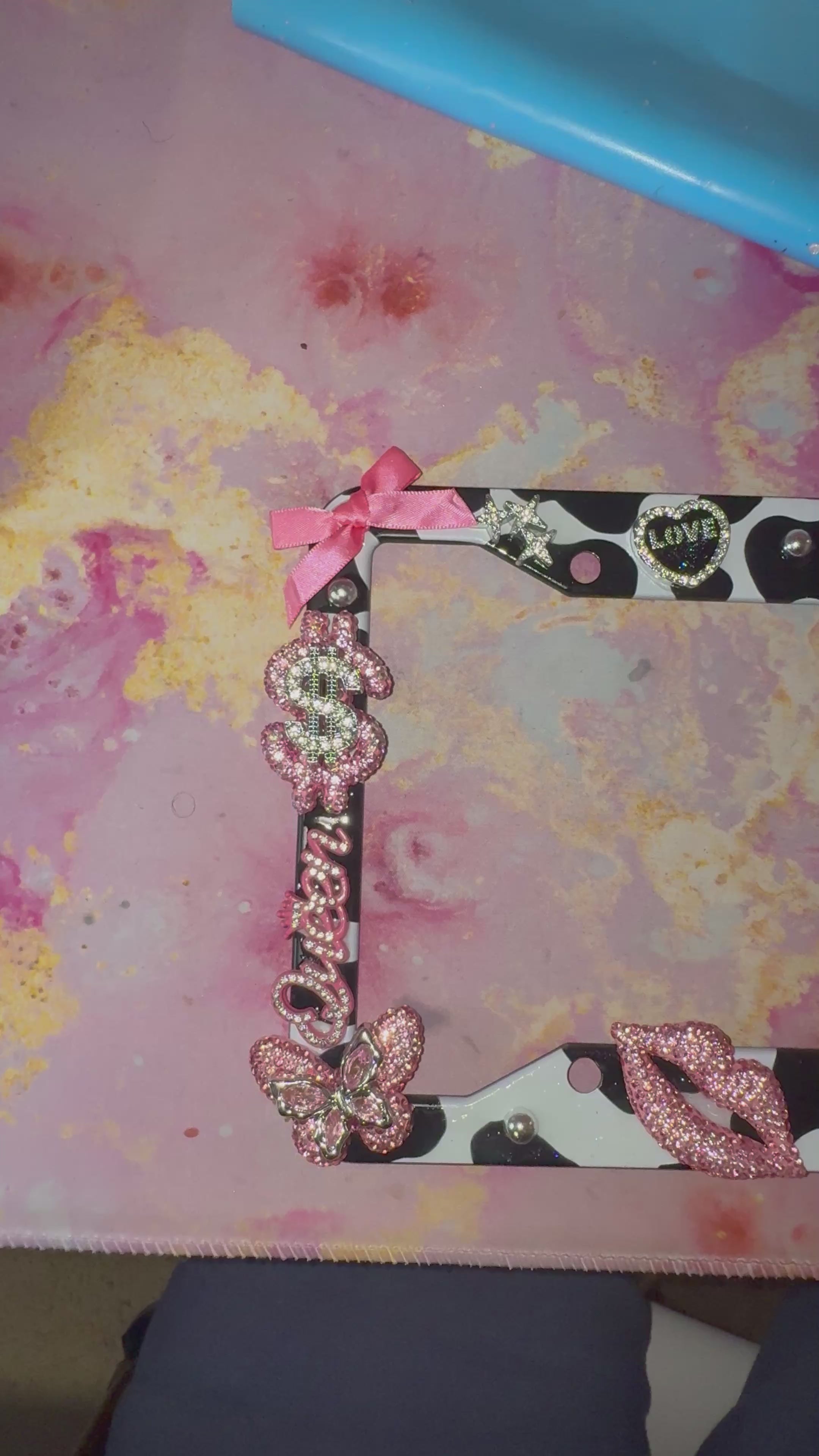 Luxury Bling License Plate Frame – Cow Print Edition